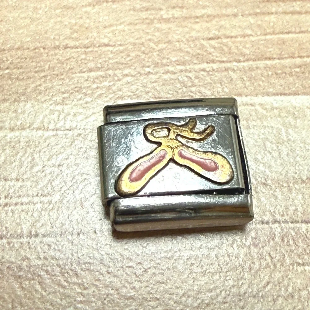 Nomination Italy‎ Stainless Steel Ballet Slippers Pink Enamel Italian Charm 9mm
